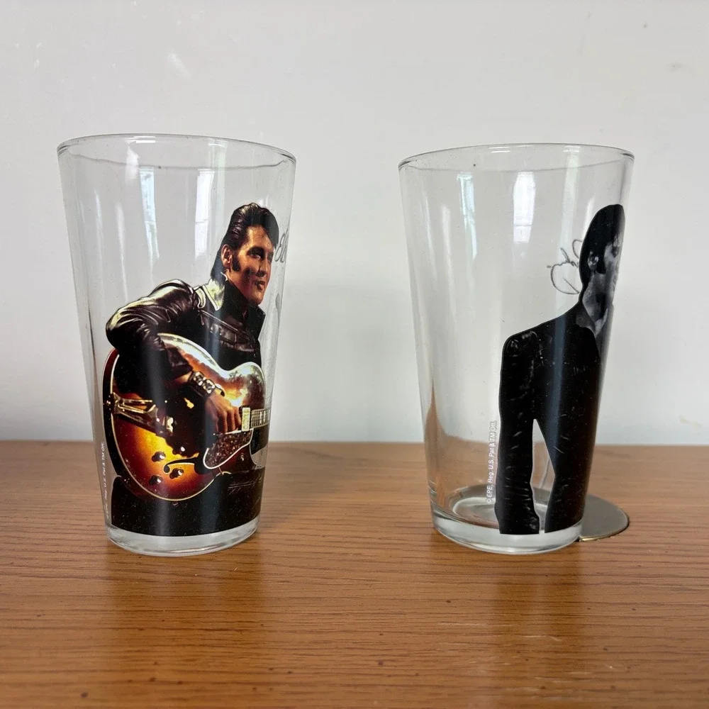 Elvis Presley Pub Glass Set 16oz Silver Buffalo Rock and Roll Memorabilia 2pk
